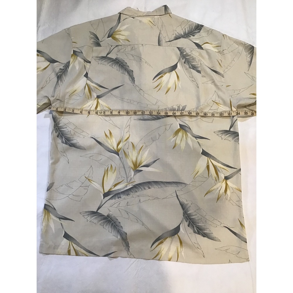 Tommy Bahama Mens Silk Bird of Paradise Floral Camp Shirt Tan Grey XXL - Picture 4 of 5